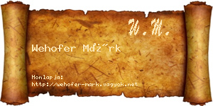 Wehofer Márk névjegykártya